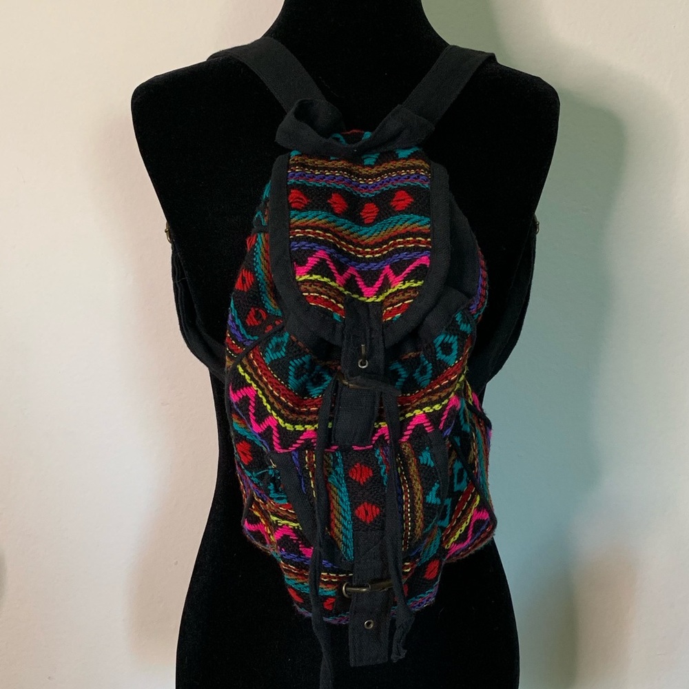 Boho Multicolored Embroidered Backpack